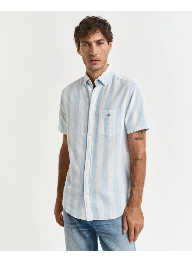 GANT  Gant Regular Cotton Linen Stripe Ss Shirt for Men | Best Price UAE