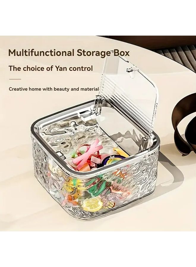 Transparent Acrylic Desktop Organizer Box With Push Open Lid For Jewelry Hair Accessories - Image 3