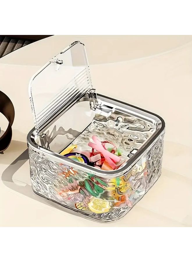 Transparent Acrylic Desktop Organizer Box With Push Open Lid For Jewelry Hair Accessories - Image 2