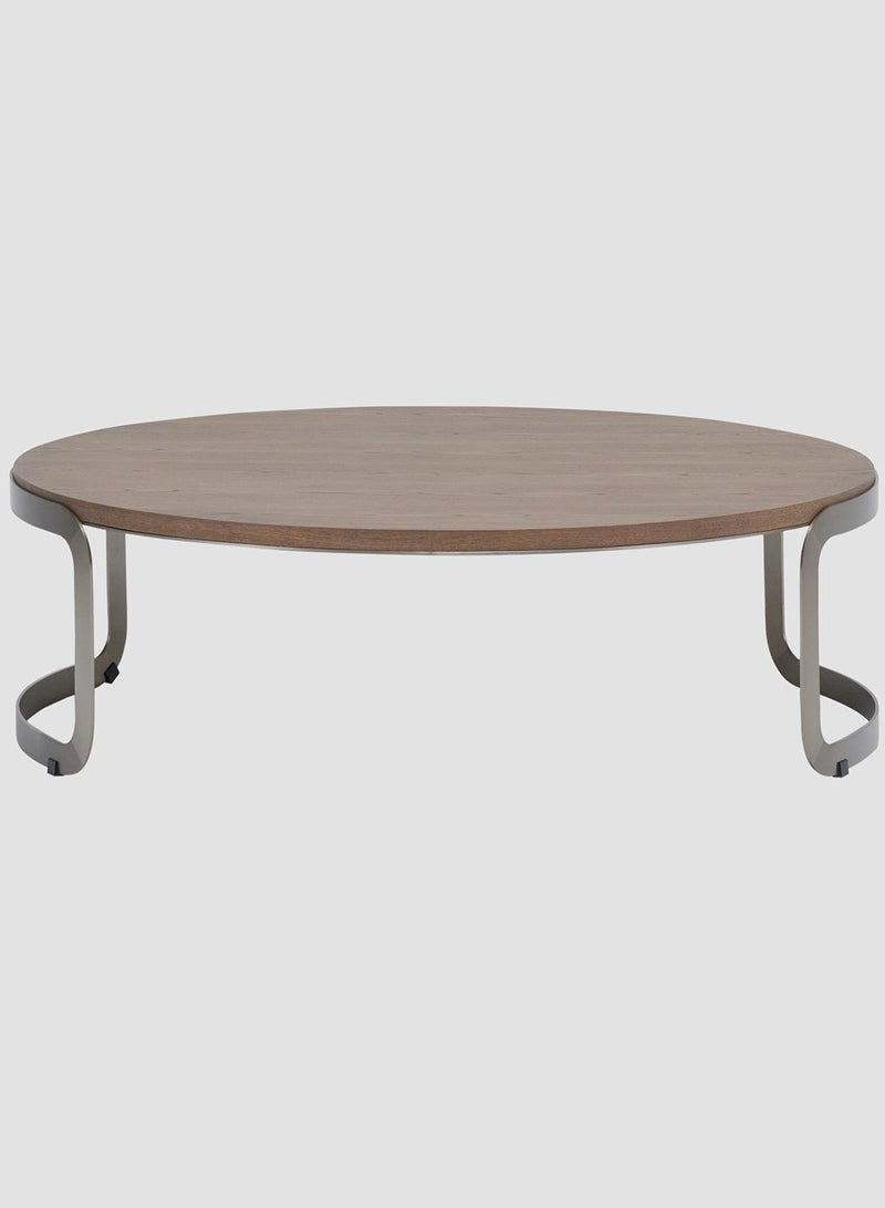 AL HUZAIFA FURNITURE Fancy Round Coffee Table, Topped With Maple Veneer In Metal Legs - Image 1