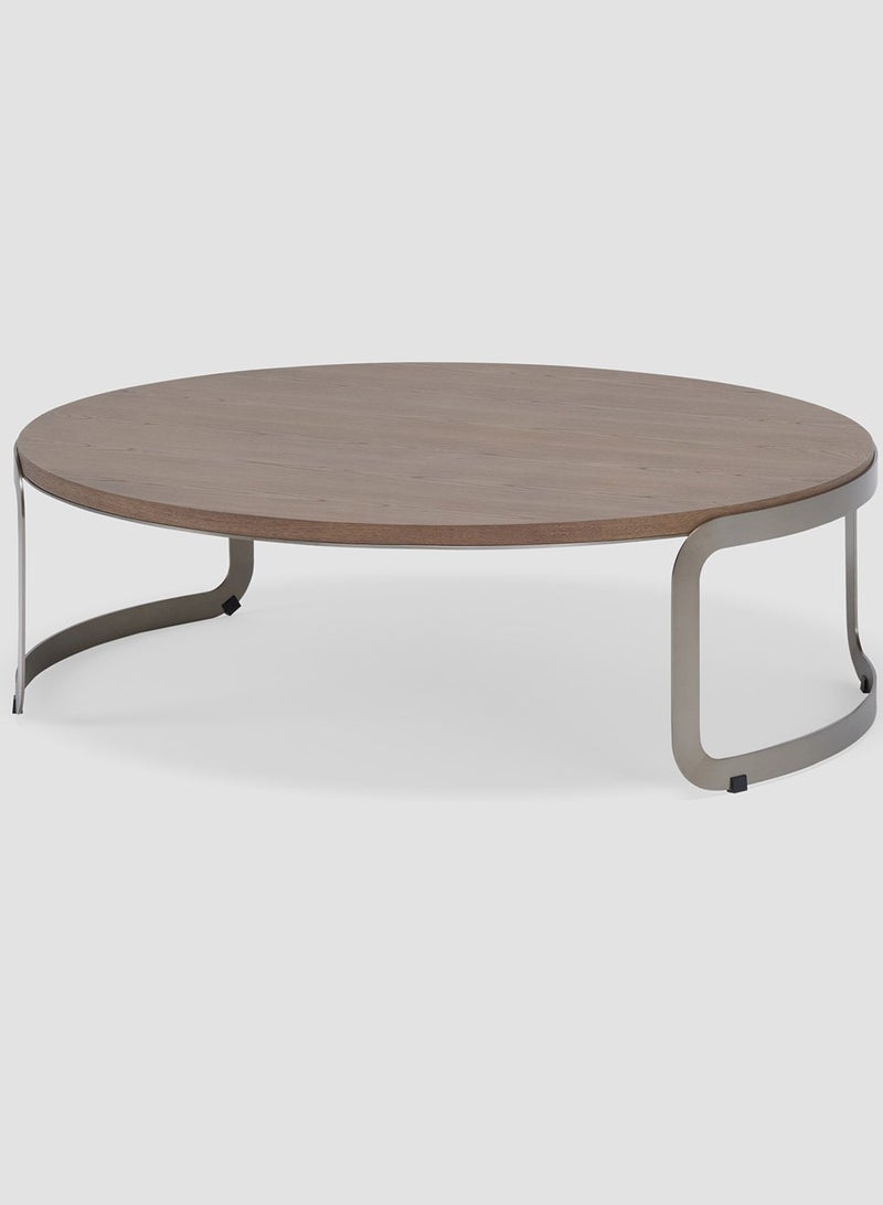 AL HUZAIFA FURNITURE Fancy Round Coffee Table, Topped With Maple Veneer In Metal Legs - Image 2