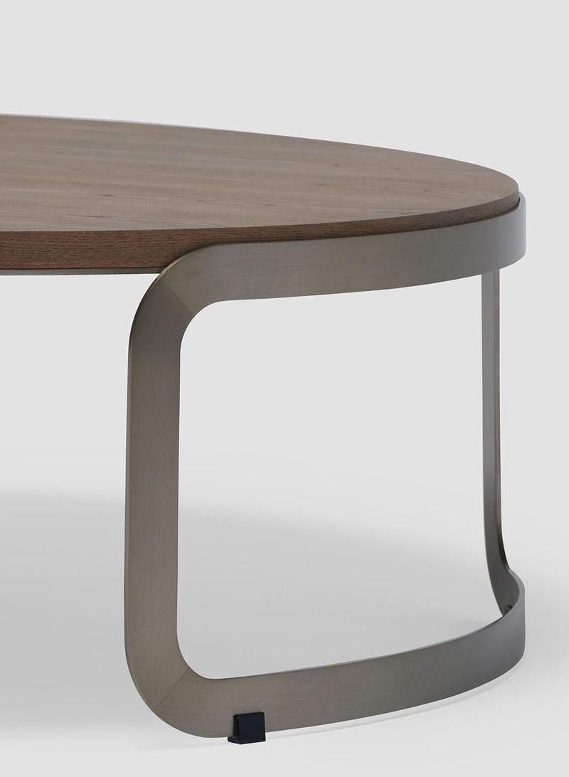 AL HUZAIFA FURNITURE Fancy Round Coffee Table, Topped With Maple Veneer In Metal Legs - Image 3