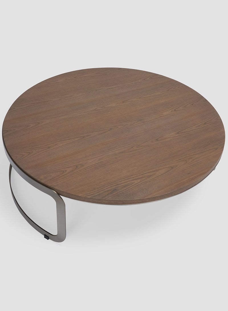 AL HUZAIFA FURNITURE Fancy Round Coffee Table, Topped With Maple Veneer In Metal Legs - Image 4