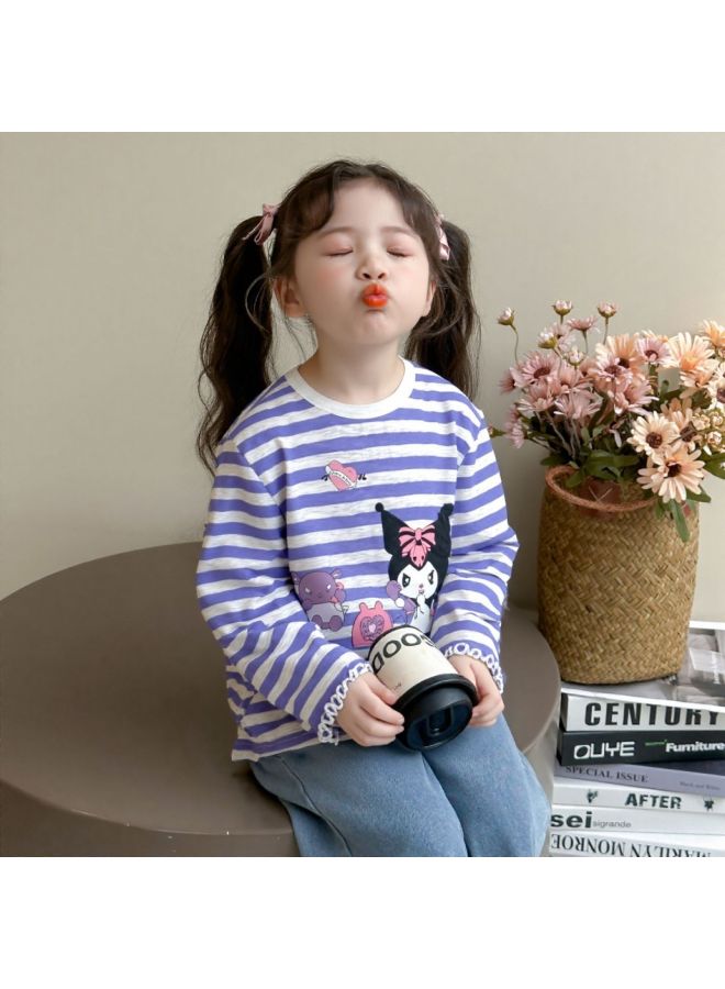 New Kidsren's Korean Style Girls' Kidsren's Baby Kidsren's Clothing Long-sleeved Style Tops Cartoon Baby Spring & Fall T-shirts