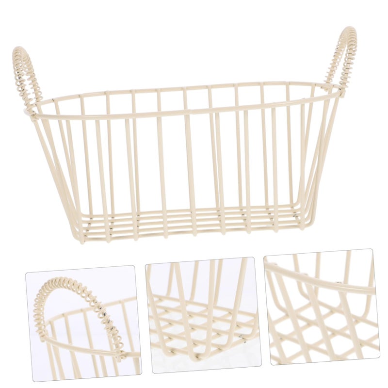 Beige Wire Basket Desktop Organizer For Fruit Vegetables Storage Decorative Elegance - Image 3