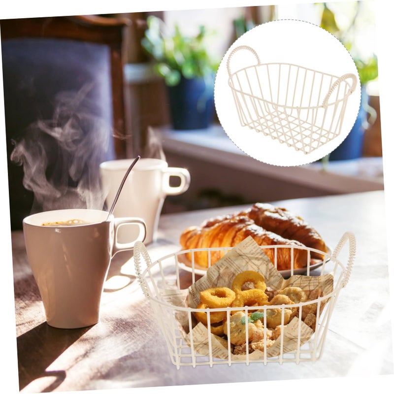 Beige Wire Basket Desktop Organizer For Fruit Vegetables Storage Decorative Elegance - Image 5