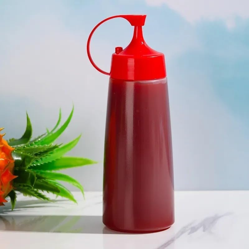 MaruHub Plastic Squeeze Bottle with Hook Top, Clear Plastic Sauce Bottle, BPA-Free Ketchup Bottle, Condiment Dispenser Mustard Sauce Bottle, Food Liquid Seasoning Container, Reusable Ketchup Bottle (400 ml) - Image 2