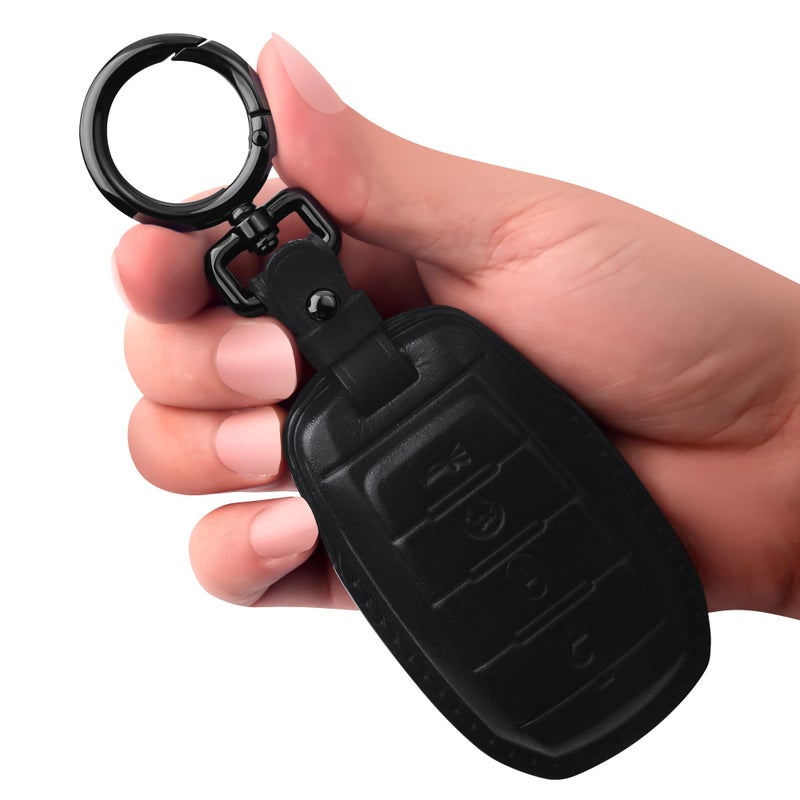 Tukellen for Dodge Key Fob Cover Genuine Leather Key Case Cover Protector Compatible with 20192025 Dodge RAM 1500 2500 3500 Key Shell - Image 2