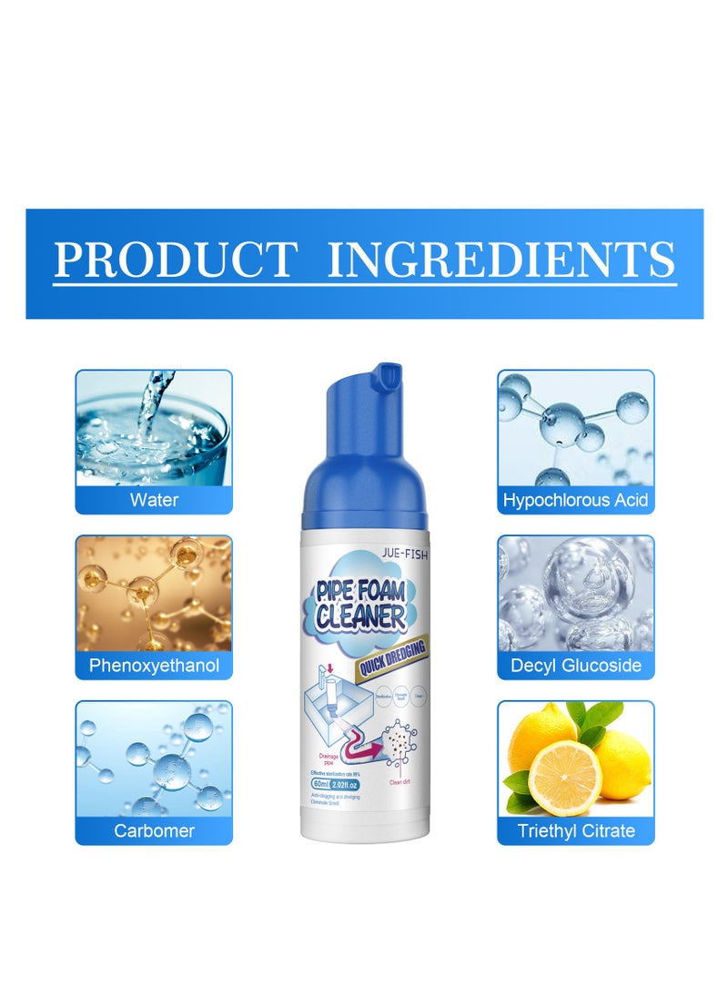 Foam Drain Cleaner, Foaming Sink Drain Cleaner, Drain Cleaner Foam Spray, Hair Drain Clog Remover & Cleaner, Pipe Dredge Deodorant Drain Cleaner, Drain Cleaner for Tubs