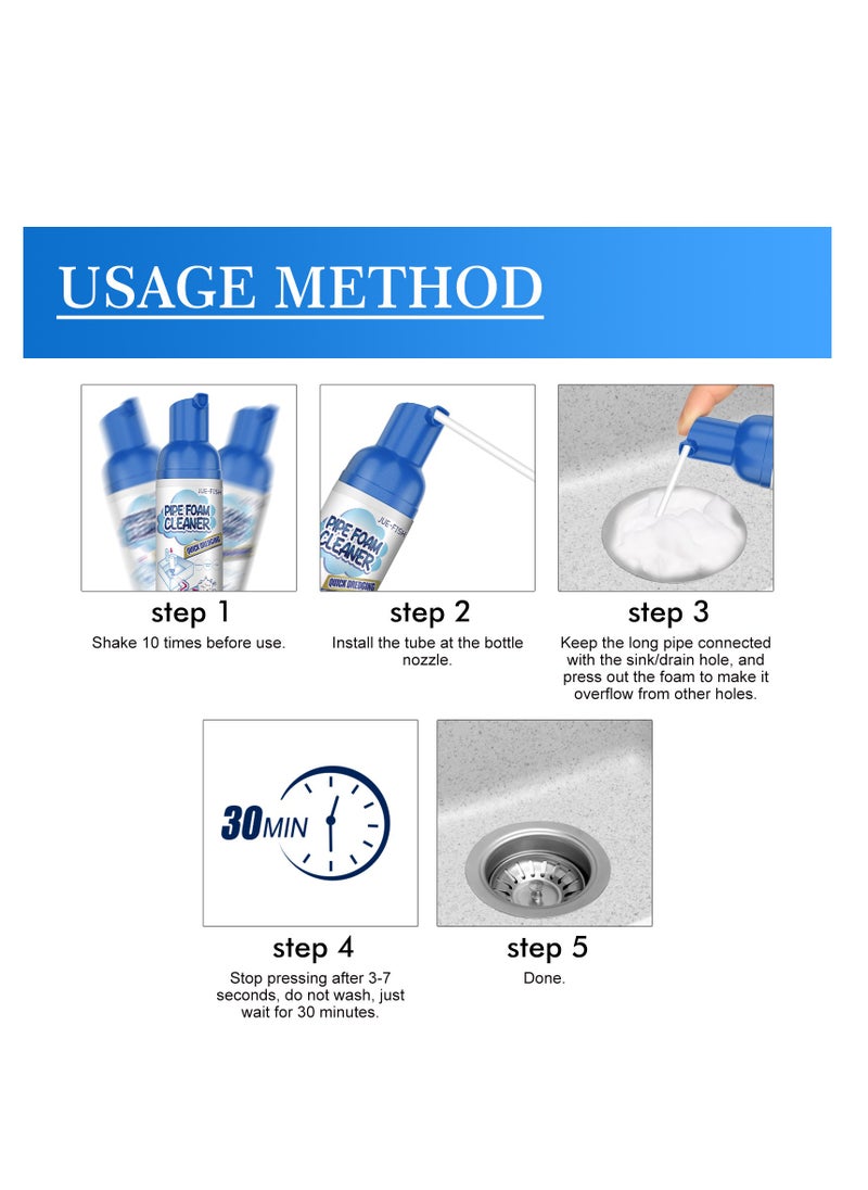 Foam Drain Cleaner, Foaming Sink Drain Cleaner, Drain Cleaner Foam Spray, Hair Drain Clog Remover & Cleaner, Pipe Dredge Deodorant Drain Cleaner, Drain Cleaner for Tubs