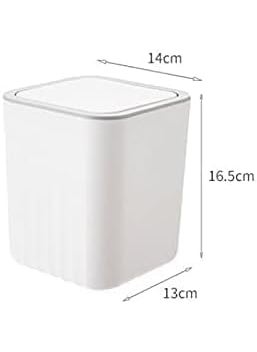 VELUZA VELUZA Table DustbinPlastic Swinging Lid Waste Storage Garbage BinDesktop Trash Can For Study Table Officewhite pack of 1  - Image 3