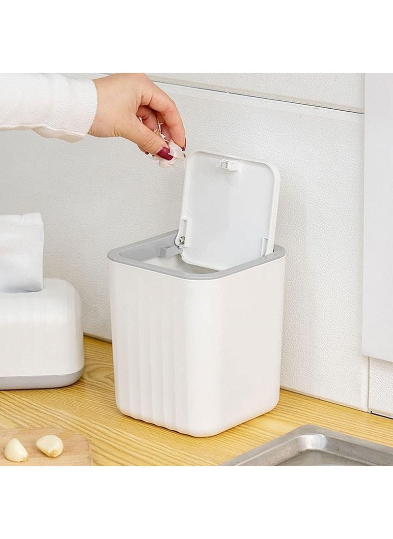 VELUZA VELUZA Table DustbinPlastic Swinging Lid Waste Storage Garbage BinDesktop Trash Can For Study Table Officewhite pack of 1  - Image 4