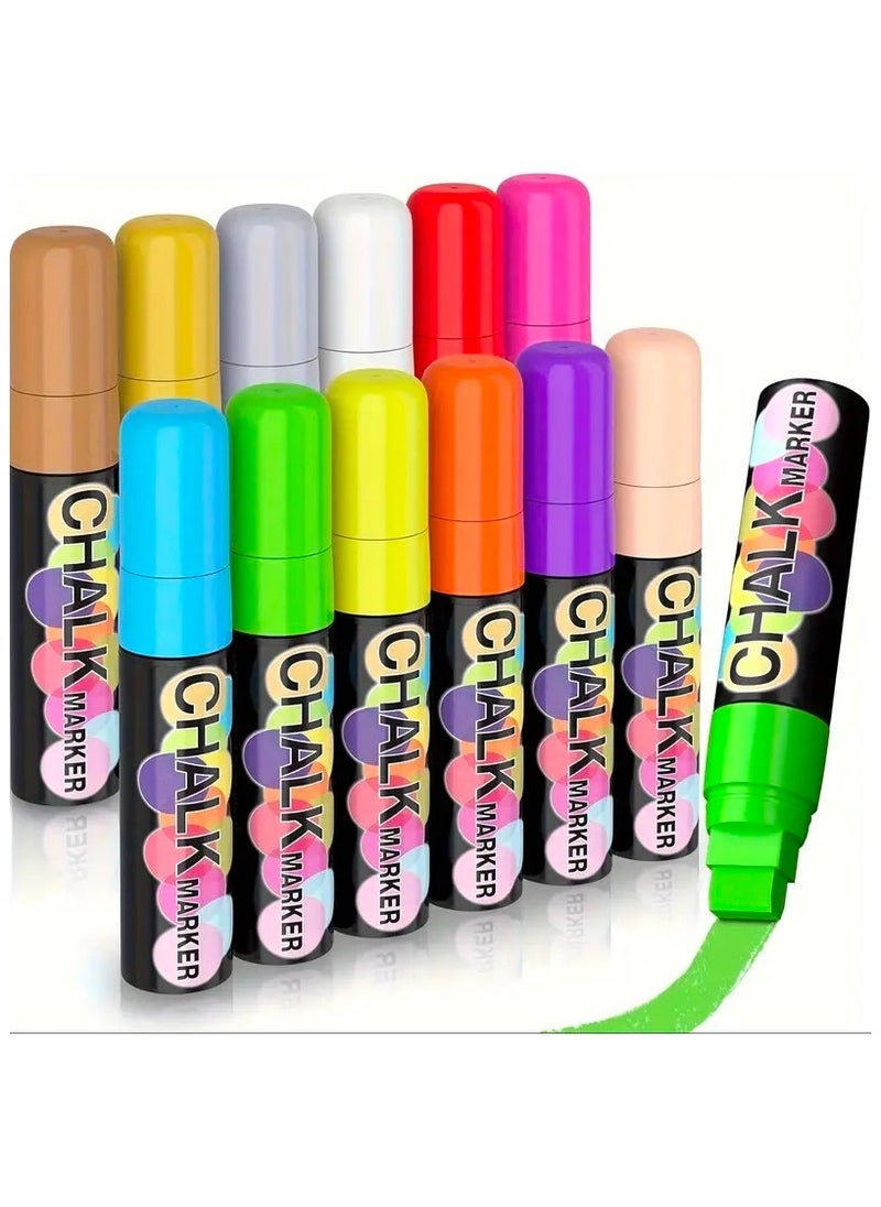 Generic 12-Piece Liquid Chalk Marker Set Erasable And Washable Whiteboard Multicolor Pens  - Image 1
