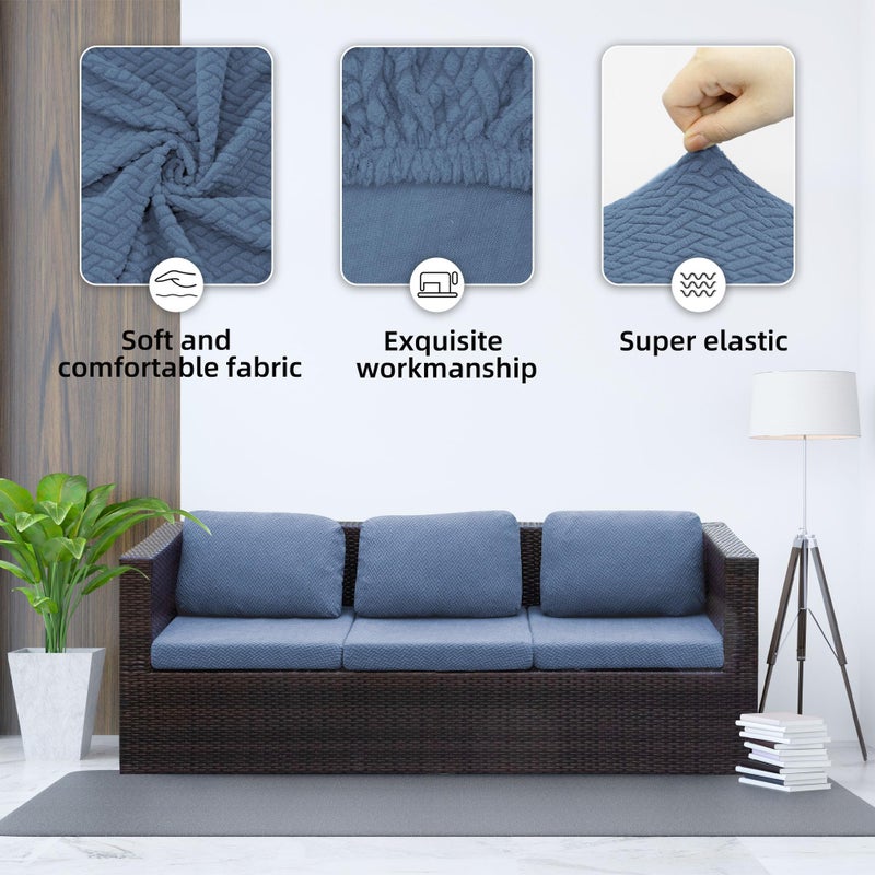 SUKAIKEQA Outdoor Cushion Covers Set,8PCS Waterproof Patio Furniture Couch Seat Slipcovers, Replacement for Sofa Sectional Chair(Coverï¼ŒOnly) - Image 3