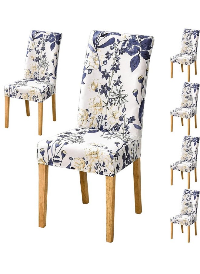 Styleys - Styleys Elastic Chair Cover Stretch Removable Washable Short Dining Chair Cover Protector Seat Slipcover (Set of 6, Flower Sea, SLMC303) - Image 1