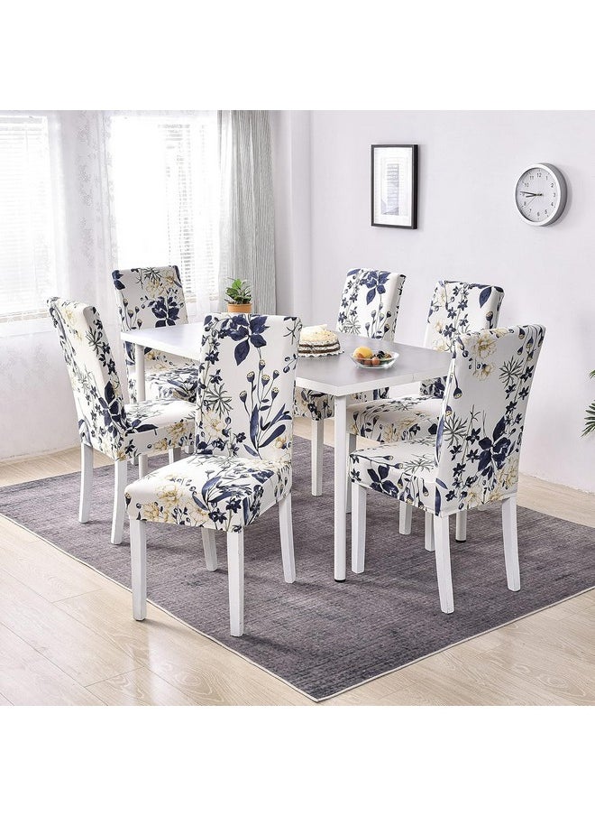 Styleys - Styleys Elastic Chair Cover Stretch Removable Washable Short Dining Chair Cover Protector Seat Slipcover (Set of 6, Flower Sea, SLMC303) - Image 1
