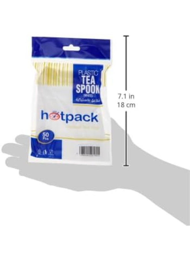 هوت باك ملعقة شاي بلاستيكية للاستخدام مرة واحدة، بيضاء - 50 قطعة  - Image 5