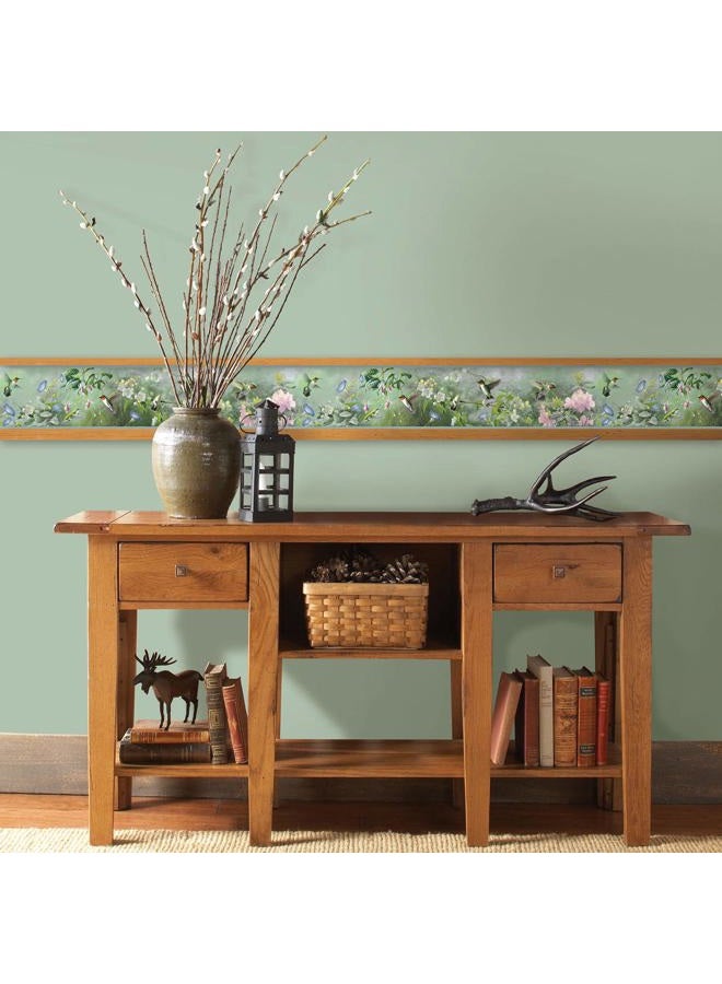 Chesapeake HTM48531B Ruby Green Hummingbird Garden Wallpaper Border - Image 2