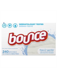 Bounce Free & Gentle Dryer Sheets, 240 Sheets, Unscented Fabric Softener Sheets, Hypoallergenic and Dermatologist Tested  - Image 1