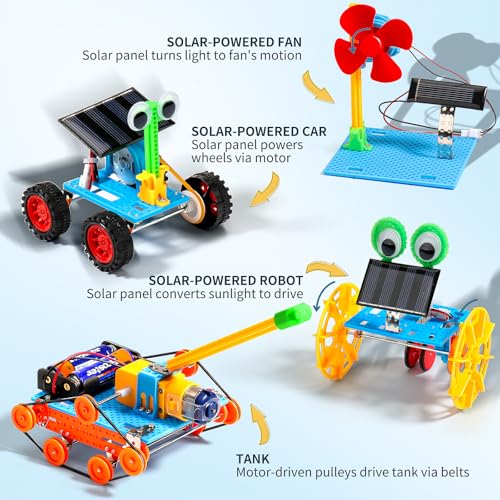 WESAYEE أطقم STEM للحرف للأطفال أعمار 8-10 مجموعة روبوت شمسية ألعاب بناء STEM للأعمار 8-13 تجارب علمية هندسية للأطفال أعمار 8-12 فنون وحرف روبوتية للأولاد والبنات هدايا 8 9 10 12-14 - Image 5