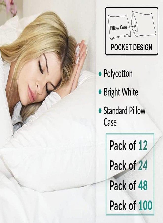 GOLD TEXTILES Bulk Pack of 12 Polycotton Standard Size Pillowcases, White T200-21"x32" (Fits up-to 20" X 28" Pillow)- Ideal for use in Hotels,Hospitals, School Projects and More (12, Standard) - Image 3