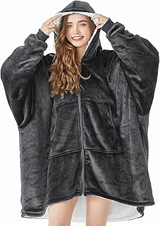 Topcee Topcee TOPCEE Oversized Blanket Hoodie Sweatshirt with Zip, Cozy Warm Hooded Sherpa Fleece Wearable Blanket, Louging  - Image 1