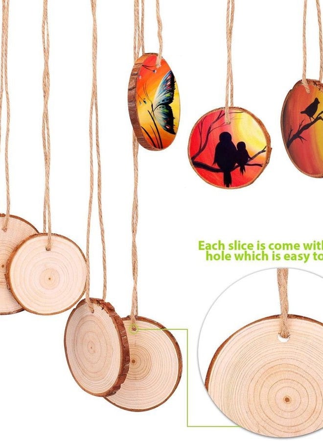 Fuyit Natural Wood Slices 30 Pcs 2.4-2.8 Inches Craft Wood Kit Unfinished Predrilled with Hole Wooden Circles Tree Slices for Arts and Crafts Christmas Ornaments DIY Crafts - Image 5