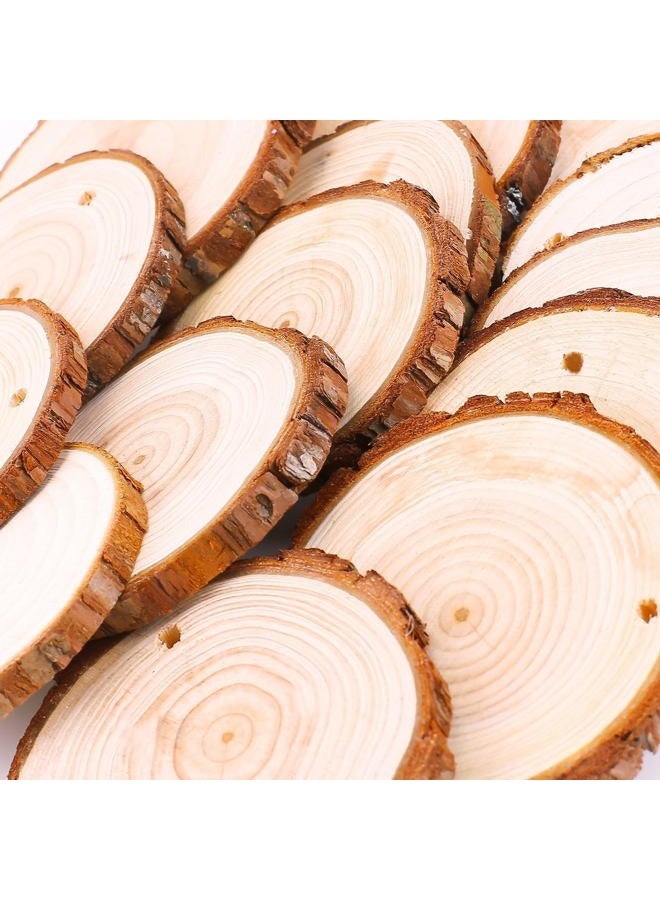 Fuyit Natural Wood Slices 30 Pcs 2.4-2.8 Inches Craft Wood Kit Unfinished Predrilled with Hole Wooden Circles Tree Slices for Arts and Crafts Christmas Ornaments DIY Crafts - Image 3