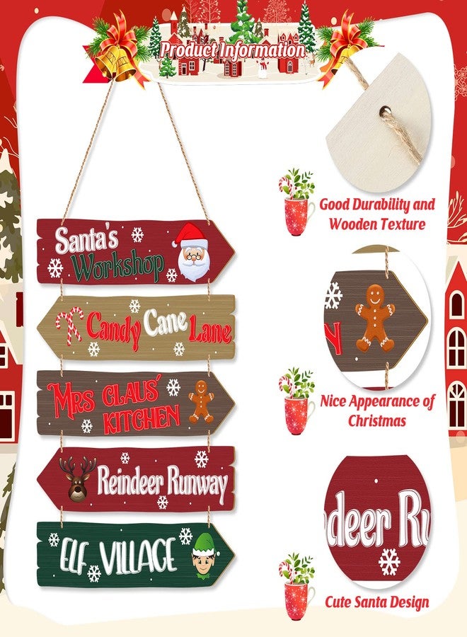 Patelai Christmas Wall Decor Santa Wood Door Sign Christmas Arrow Door Decoration Hanging Plaque Rustic Farmhouse Wreaths for Holiday Indoor Outdoor Porch - Image 4