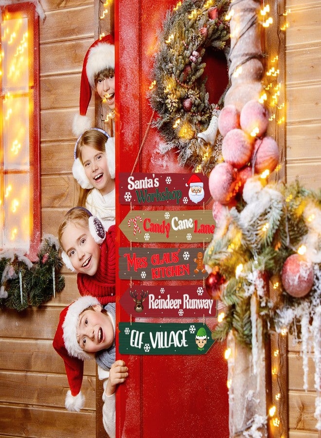 Patelai Christmas Wall Decor Santa Wood Door Sign Christmas Arrow Door Decoration Hanging Plaque Rustic Farmhouse Wreaths for Holiday Indoor Outdoor Porch - Image 5