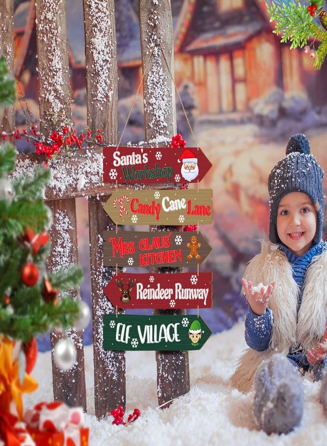 Patelai Christmas Wall Decor Santa Wood Door Sign Christmas Arrow Door Decoration Hanging Plaque Rustic Farmhouse Wreaths for Holiday Indoor Outdoor Porch - Image 3