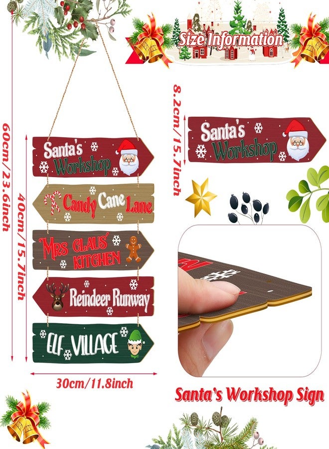 Patelai Christmas Wall Decor Santa Wood Door Sign Christmas Arrow Door Decoration Hanging Plaque Rustic Farmhouse Wreaths for Holiday Indoor Outdoor Porch - Image 2