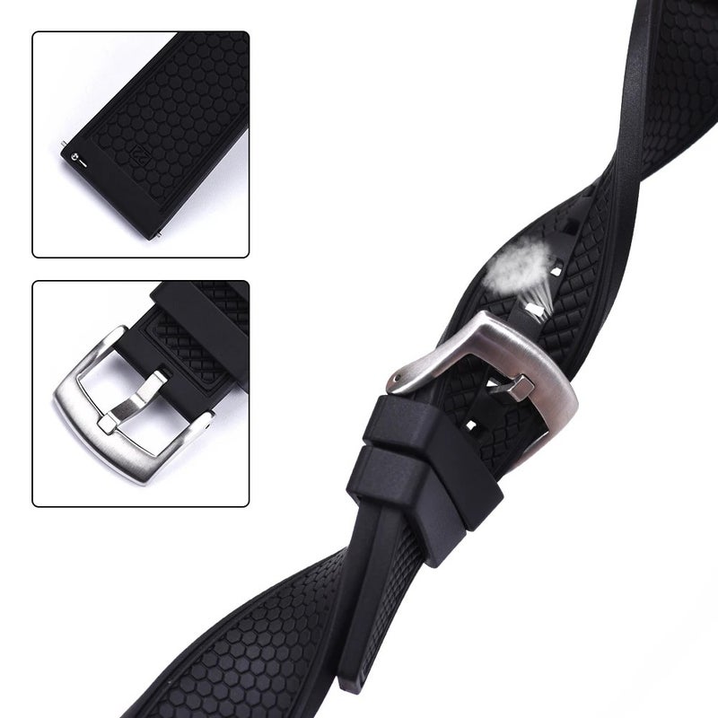 Bluejw JUELONG 18mm 20mm 21mm 22mm Sport Waterproof FKM Rubber Watch Band – Quick Release Replacement Strap for Watches - Image 3