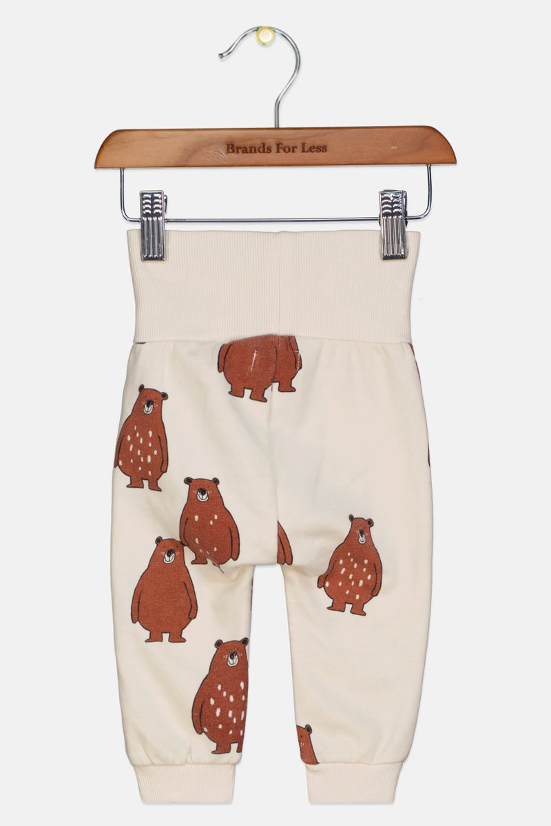 NAME IT Toddlers Boy Bear Print Pants, Cream - Image 2