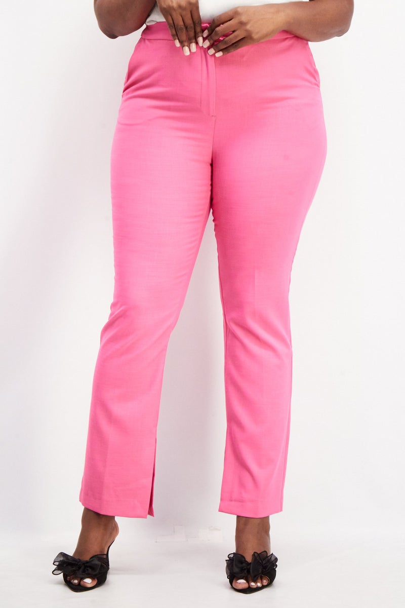 Reserved Women Regular Fit Textured Trouser Pants, Dark Pink - Image 1