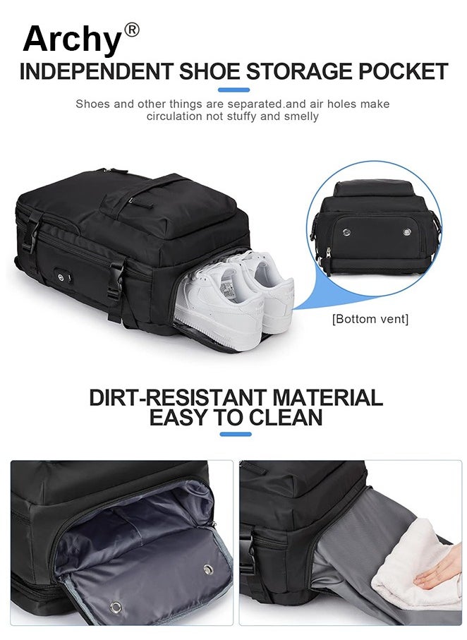 Archy High Capacity Business Travel Backpack with Smart Storage for Short Trips Expandable Luggage Bag Dry and Wet Separation Scientific Storage Business Computer Bag Simple Solid Color Design Independent Shoe Storage  - Image 3