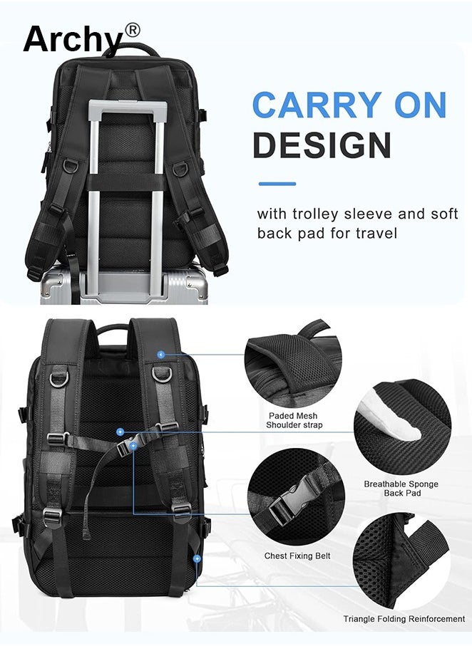 Archy High Capacity Business Travel Backpack with Smart Storage for Short Trips Expandable Luggage Bag Dry and Wet Separation Scientific Storage Business Computer Bag Simple Solid Color Design Independent Shoe Storage  - Image 4