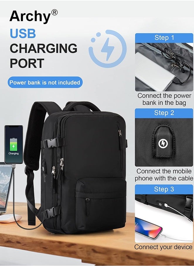 Archy High Capacity Business Travel Backpack with Smart Storage for Short Trips Expandable Luggage Bag Dry and Wet Separation Scientific Storage Business Computer Bag Simple Solid Color Design Independent Shoe Storage  - Image 5