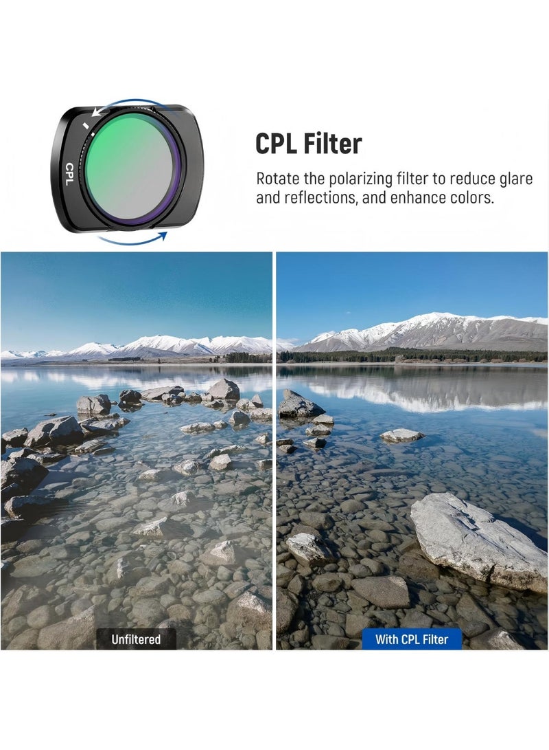 نيوير DJI OSMO Pocket 4 Pocket 3 (CPL ND16 ND64 ND256)4Pack Filter Kit وحافظة شاشة AR المزدوجة المتوافقة مع DJI OSMO Pocket 3 Pocket 4 Creator Combo إكسسوارات كاميرا حركية إطار ألومنيوم مرشح كثافة محايدة بصرية زجاج ضوئي (CPL ND16 ND64 ND256) 4Pack مجموعة المرشحات وقارطين واقي للشاشة AR - Image 5