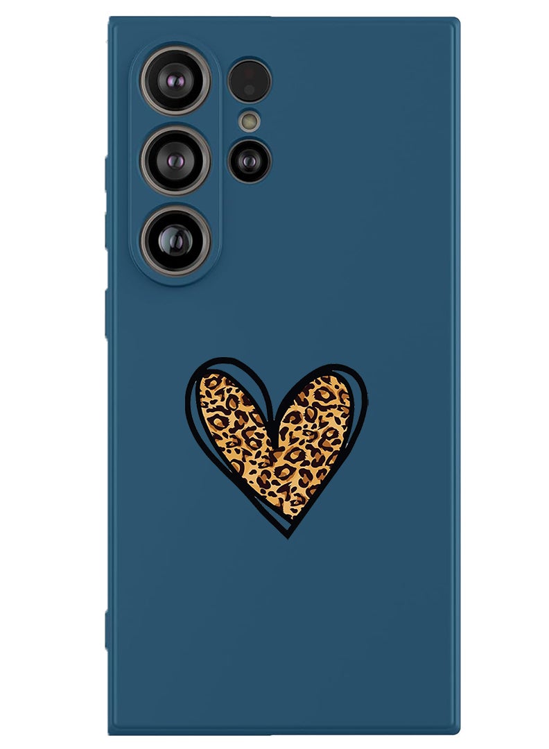 Theodor Protective Slim Fit Case Liquid Silicone Cover with Full Body Protection Anti-Scratch Shockproof Case For Samsung Galaxy S25 Ultra (Blue) - leopard Print - Image 1