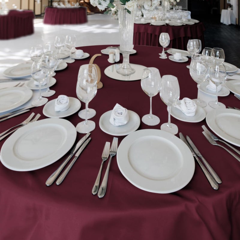 Fitable 6 Pack Burgundy Round Table Clothes - 90 Inches in Diameter - Stain Resistant and Washable Tablecloths  Polyester Fabric Table Covers for Wedding  Party  Banquet  Gathering - Image 1