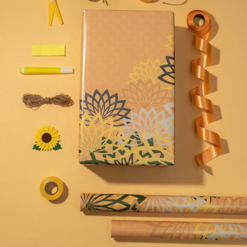 eVincE - thoughtful PRESENTations eVincE Birthday Gift Wrapping Paper with Pretty Lotus Pattern | Set of 25 Sheets, 70 x 50 cms Large Wrap | For Diwali Xmas Wedding Anniversary Rakhi and All Occasion |  - Image 2