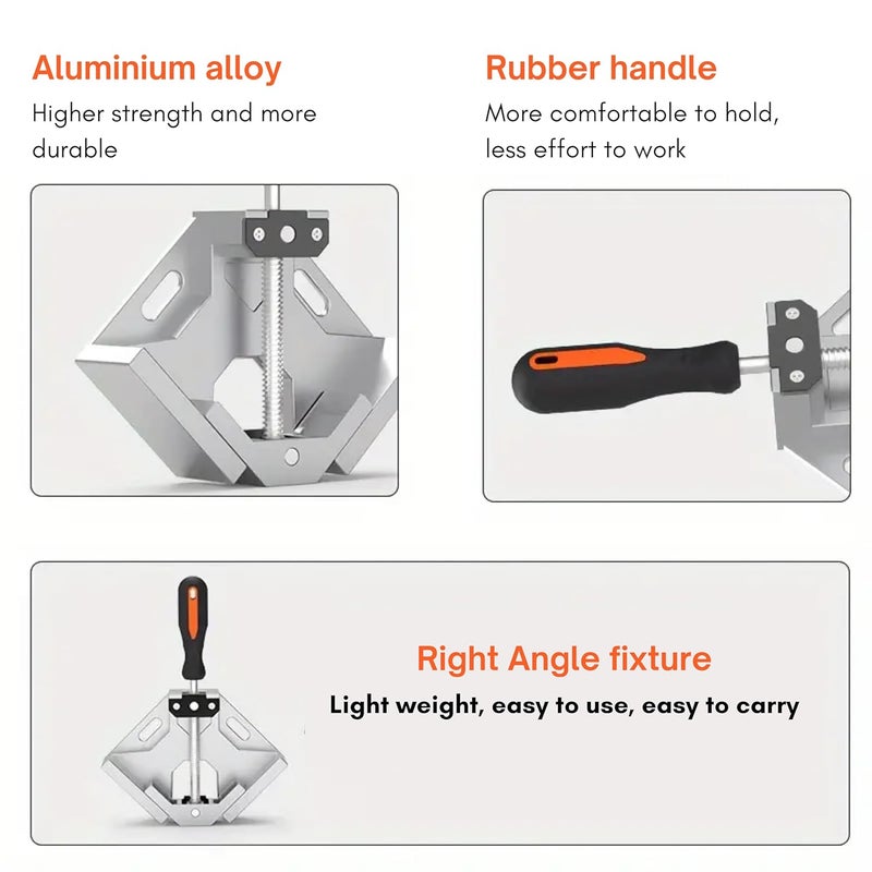 Inditrust Inditrust 90 Right Angle ClampsCorner Clamp tools for Carpenter Welding Woodworking Engineering Photo Framing Single Handle Corner Clamp grey  - Image 4