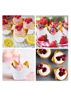 KASTWAVE Tulip Baking Cups, 50Pcs Disposable Ramekins Aluminum Foil Cupcake Wrappers, Dessert Cups Creme Brulee Containers Muffin Liners for Wedding, Birthday, Parties  - Image 3