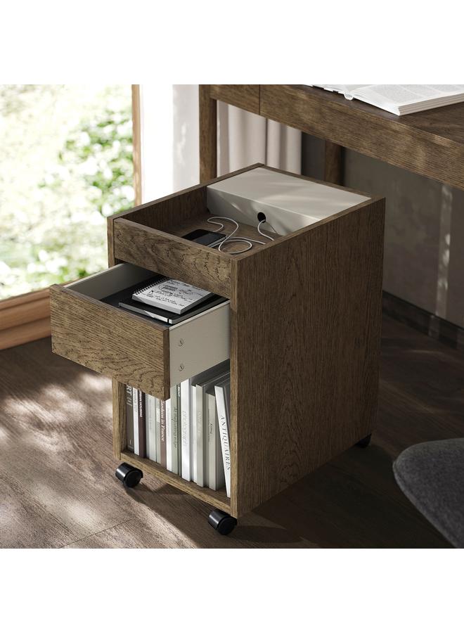 Zaboon Drawer unit on castors, brown stained oak veneer, 35x60 cm - Image 3