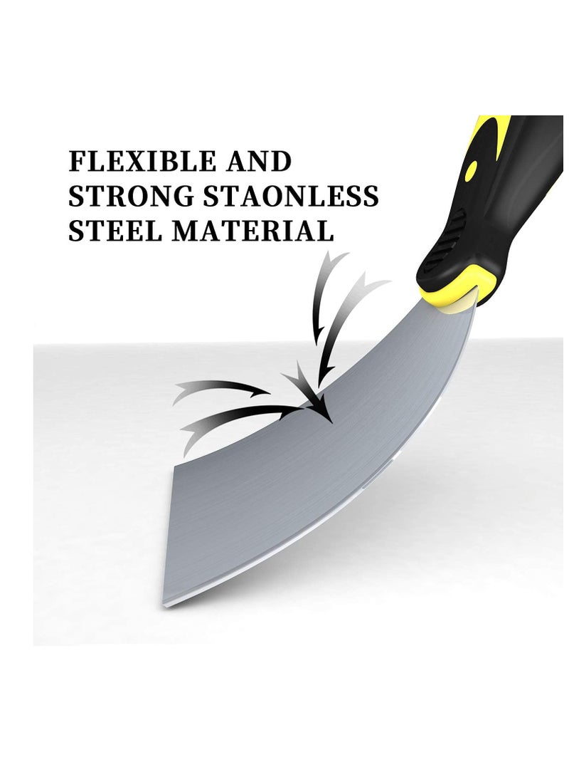 SYOSI Putty Knife Scrapers, Spackle Knife, Metal Scraper Tool for Drywall Finishing, Plaster Scraping, Decals, and Wallpaper (4 Pack, 5”, 4”, 3” Wide)  - Image 2