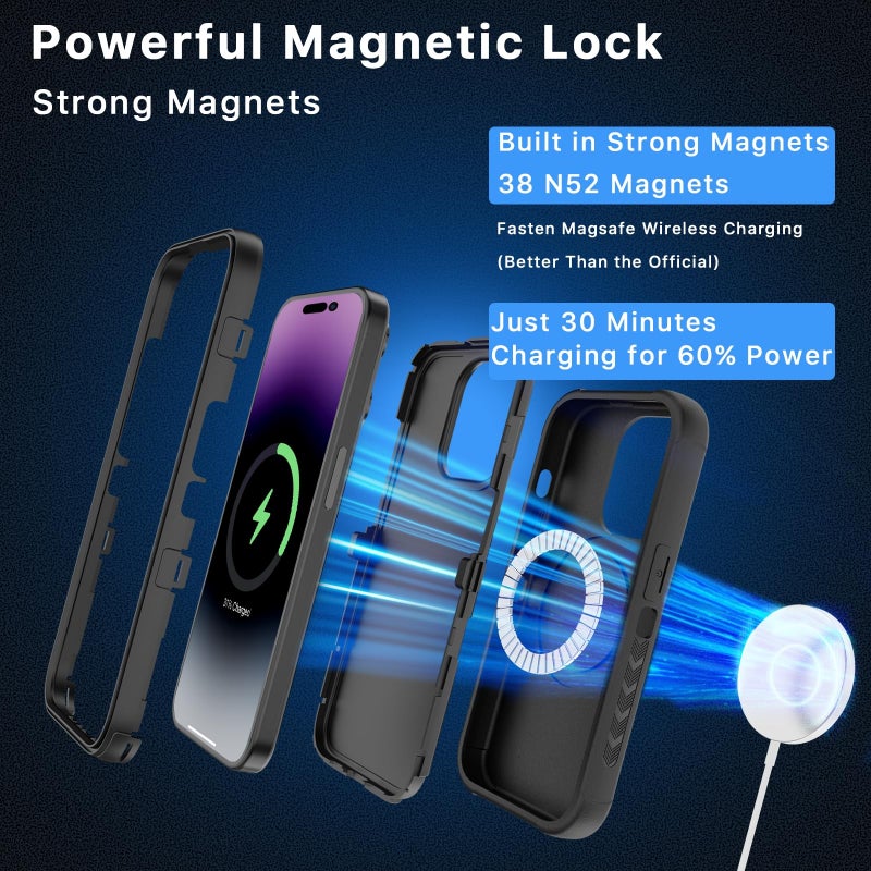 M MYBAT PRO Maverick Series for iPhone 15 Pro Max Case with Belt Clip Holster,[Compatible with Magsafe] w/Screen Protector,Anti-Drop,Shockproof,with 360Â°Rotating Kickstand,Heavy Duty Protection - Image 3