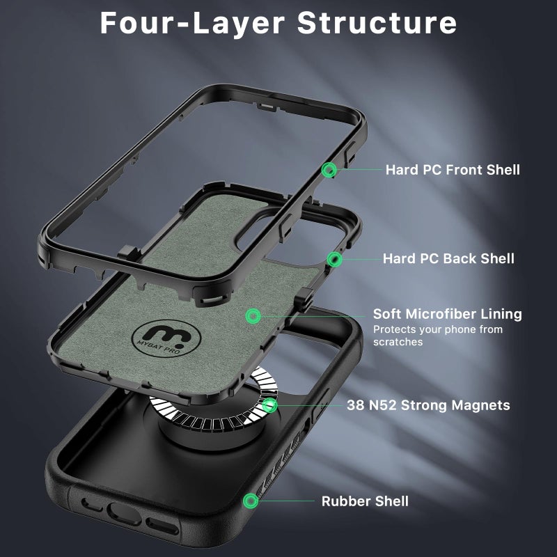 M MYBAT PRO Maverick Series for iPhone 15 Pro Max Case with Belt Clip Holster,[Compatible with Magsafe] w/Screen Protector,Anti-Drop,Shockproof,with 360Â°Rotating Kickstand,Heavy Duty Protection - Image 4