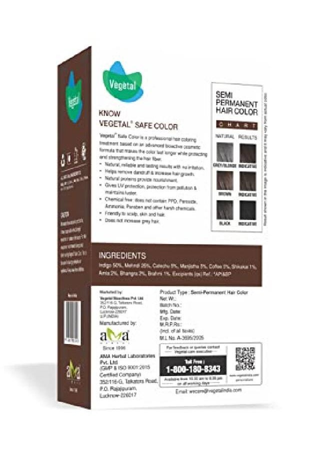 Vegetal - Safe Hair Color Dark Brown 100G Certified Organic Chemical And Allergy Free Bio Natural Hair Colour With No Ammonia Formula For Men And Women - Image 1