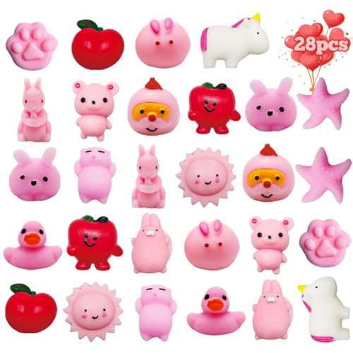 LUKBERA 28 Packs Kawaii Mochi Squishy Toys Squishies Stress Relief Fidget for Valentines Day Classroom Exchange Gifts School Prizes - Image 1